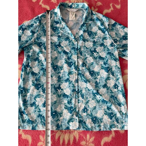 BLAIR blue & white floral vintage long sleeve blouse sz 14 - Picture 7 of 7